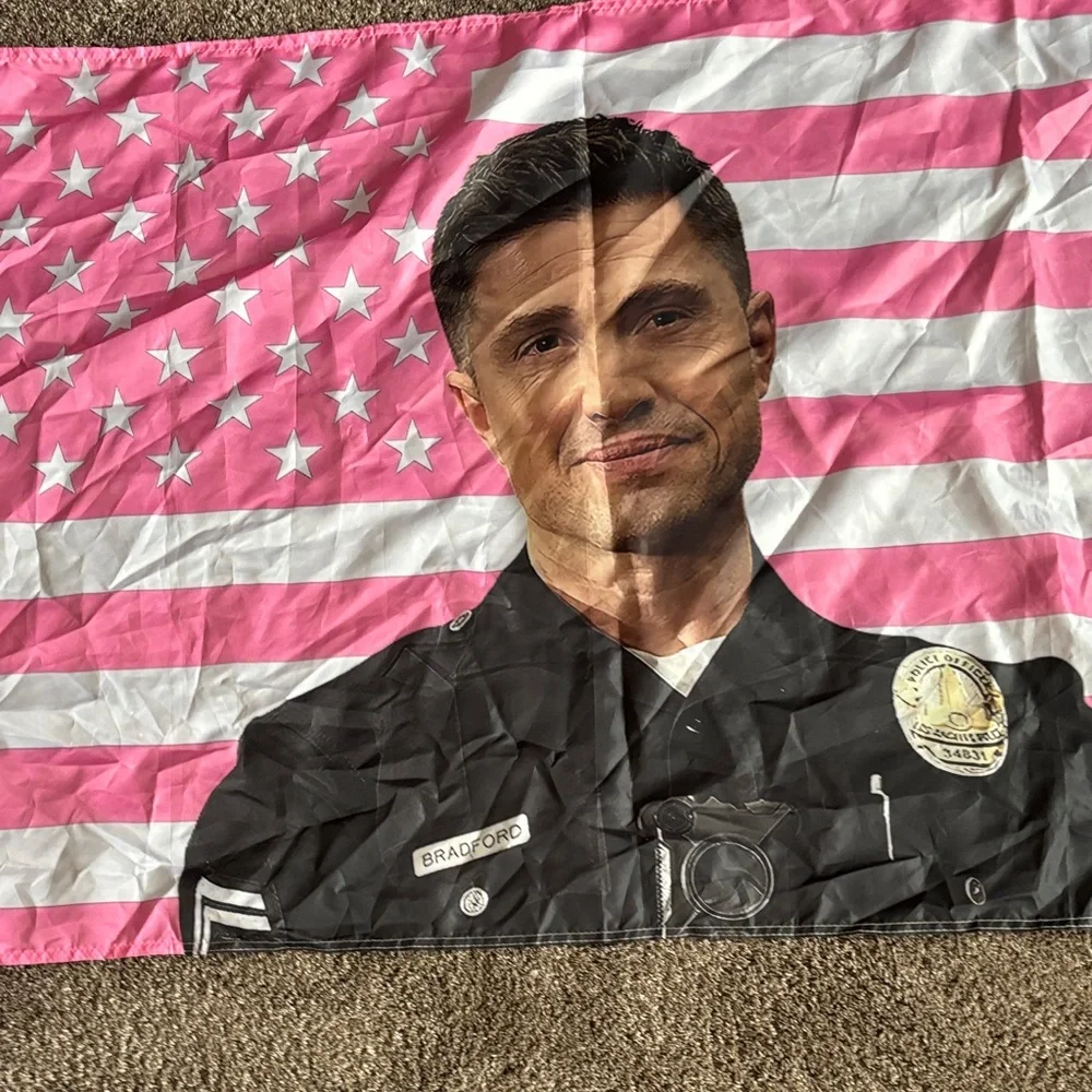 The Rookie Tim Bradford Patriotic Pink and White Flag